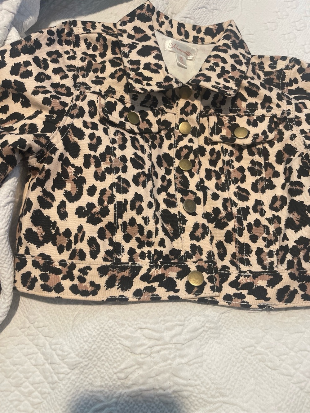 Girls' Leopard Print Button-Front Jacket - Tan/Black 6X